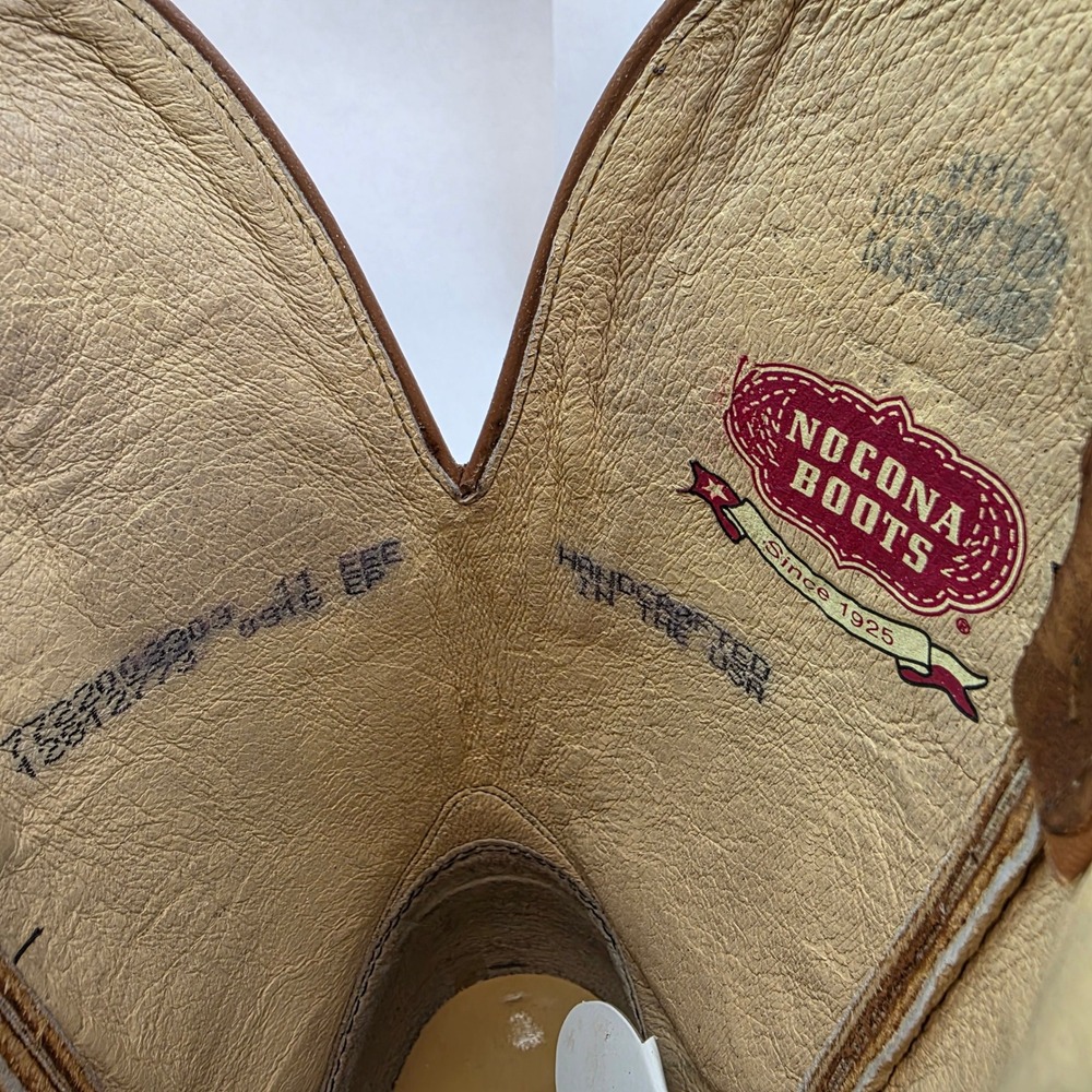 VTG Nocona Western Cowboy Boots Mens 11 EEE Brown, Cowhide Leather USA - Picture 3 of 11